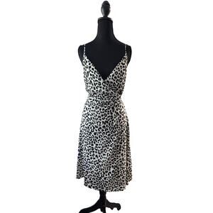 Y2K Leopard Print V‎ neck Slip Dress Size S